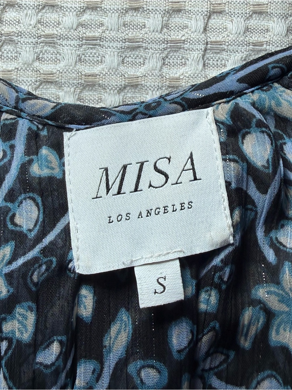 Misa Los Angeles Karlisa Floral Black And Blue Dress Size Small V Neck Flowy - Picture 4 of 8